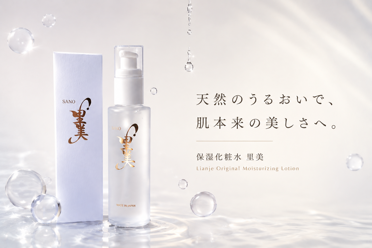 天然のうるおいで、肌本来の美しさへ。保湿化粧水 里美